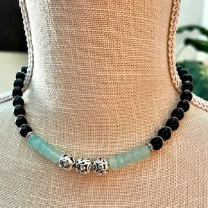 Black Onyx and aqualite necklace